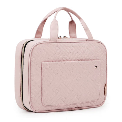 Full Size Toiletry Bag, Makeup Cosmetic Bag with Hanging Hook, Water-Resistant Travel Organizer Bag for Women &amp; Men, Pink