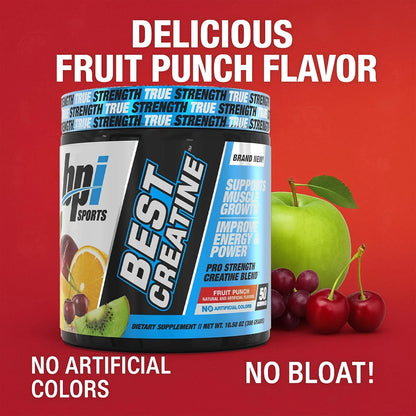 Best Creatine – Creatine Monohydrate, Himalayan Salt – Strength, Pump, Endurance, Muscle Growth, Muscle Definition – No Bloat – Fruit Punch – 50 Servings – 10.58 Oz.