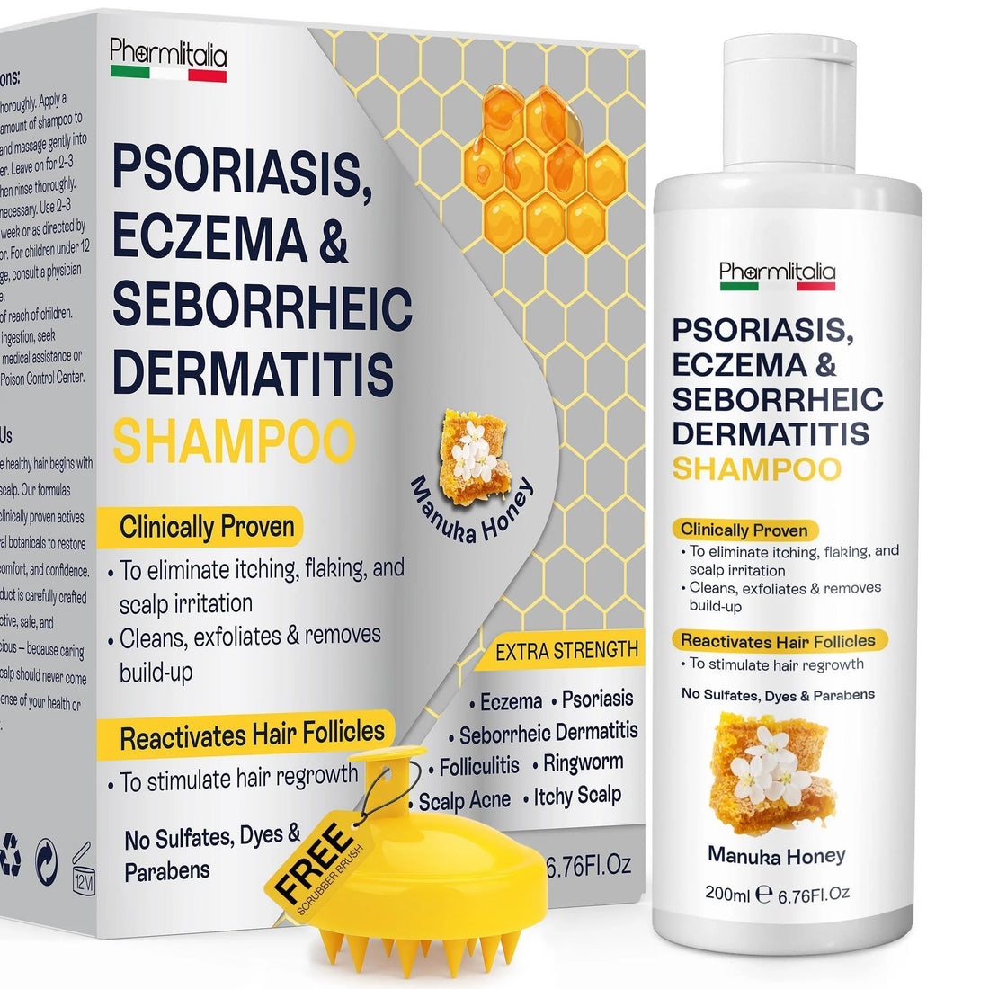 Psoriasis Shampoo for Dry Itchy Scalp Psoriasis Scalp Treatment for Eczema Relief Seborrheic Dermatitis Ringworm & Folliculitis Itchy Scalp Shampoo for Flakes Acne with Manuka Honey
