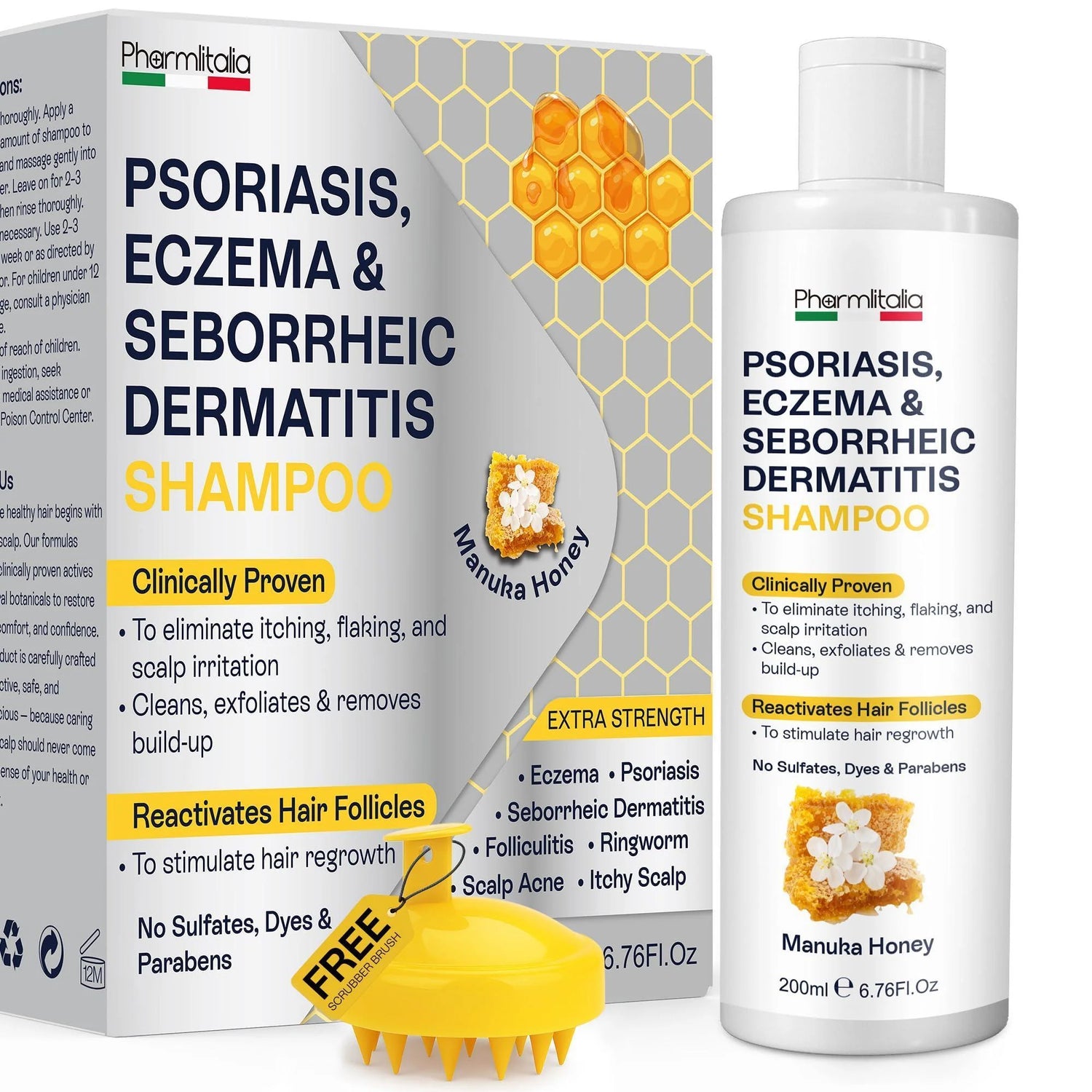 Psoriasis Shampoo for Dry Itchy Scalp Psoriasis Scalp Treatment for Eczema Relief Seborrheic Dermatitis Ringworm &amp; Folliculitis Itchy Scalp Shampoo for Flakes Acne with Manuka Honey