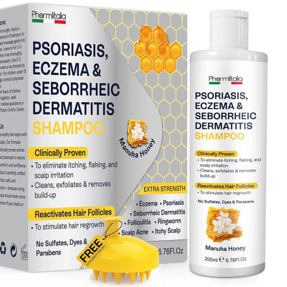 Psoriasis Shampoo for Dry Itchy Scalp Psoriasis Scalp Treatment for Eczema Relief Seborrheic Dermatitis Ringworm &amp; Folliculitis Itchy Scalp Shampoo for Flakes Acne with Manuka Honey