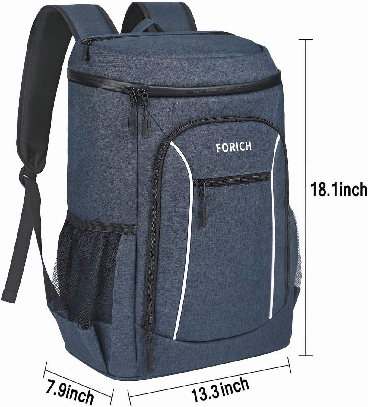 FORICH Cooler Backpack Portable Soft Backpack Coolers Insulated Leak Proof Large Cooler Bag for Men Women to Work Lunch Travel Beach Camping Hiking Picnic Fishing Beer Bottle Backpacks, 30 Cans (Blue)