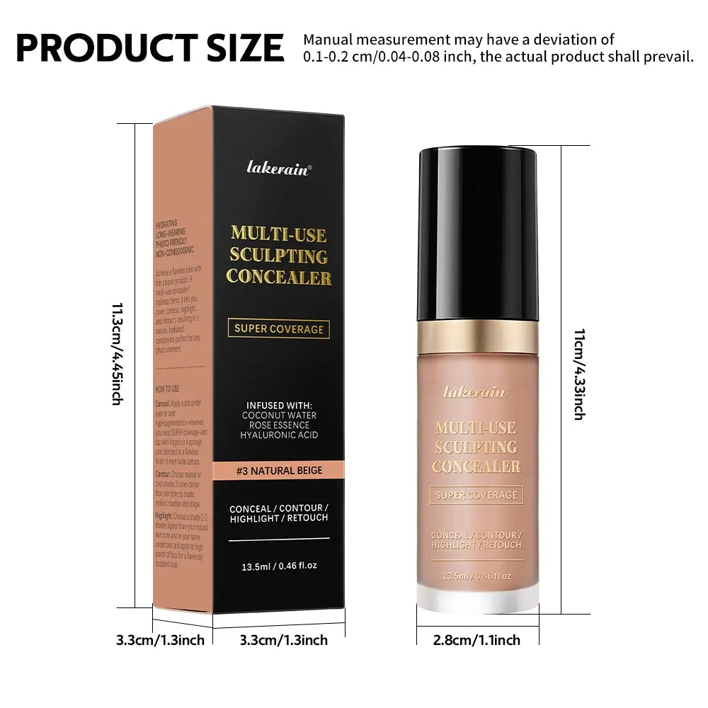 Long-Lasting Matte Concealer, 1 Count Full Coverage Flawless Concealer, Highlighting Concealer, Super Coverage Concealer, Makeup Products for Women &amp; Girls