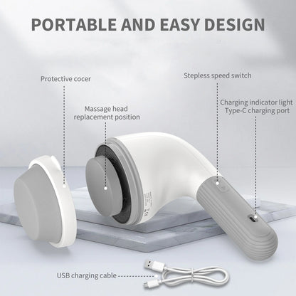 Handheld Neck Back Massager, 8 Massage Heads, 6 Modes for Men &amp; Women, White