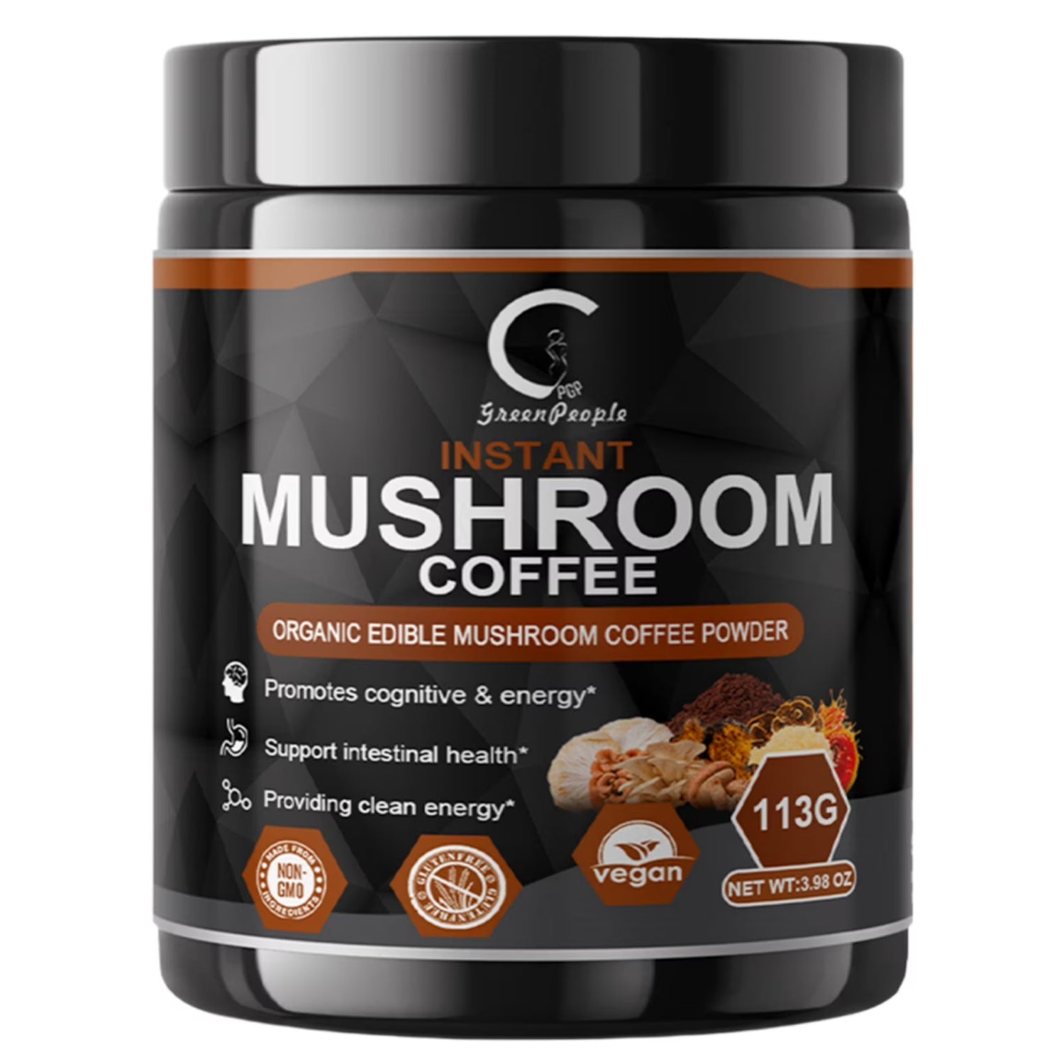 Instant Mushroom Coffee, Greenpeople Organic Mushroom Coffee Powder Supplements with Lion&