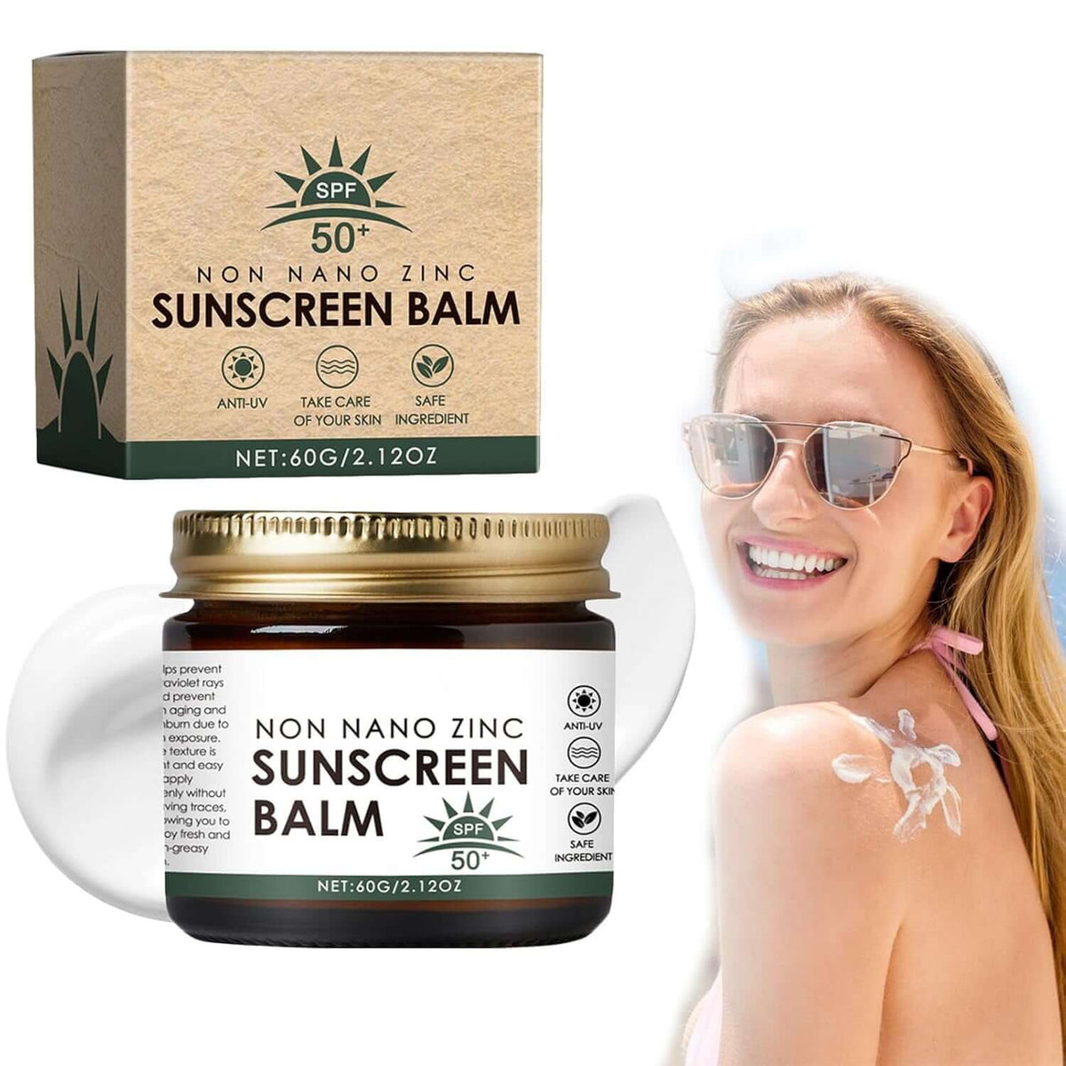 Beef Tallow Sunscreen - Beef Tallow and Zinc Sun Balm, Grass Fed Beef Tallow with SPF 50, Non-Nano Zinc Oxide Sunscreen, Natural Sunscreen Tallow Moisturizer for All Type Skin (2PC)