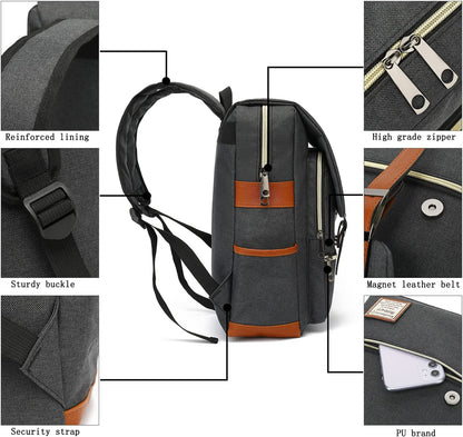 UGRACE Slim Business Laptop Backpack Casual Daypacks College Shoulder Bag for Men Women, Tear Resistant Unique Travelling Backpack Fits up to 15.6 Inch Laptop in ‎Charcoal Black
