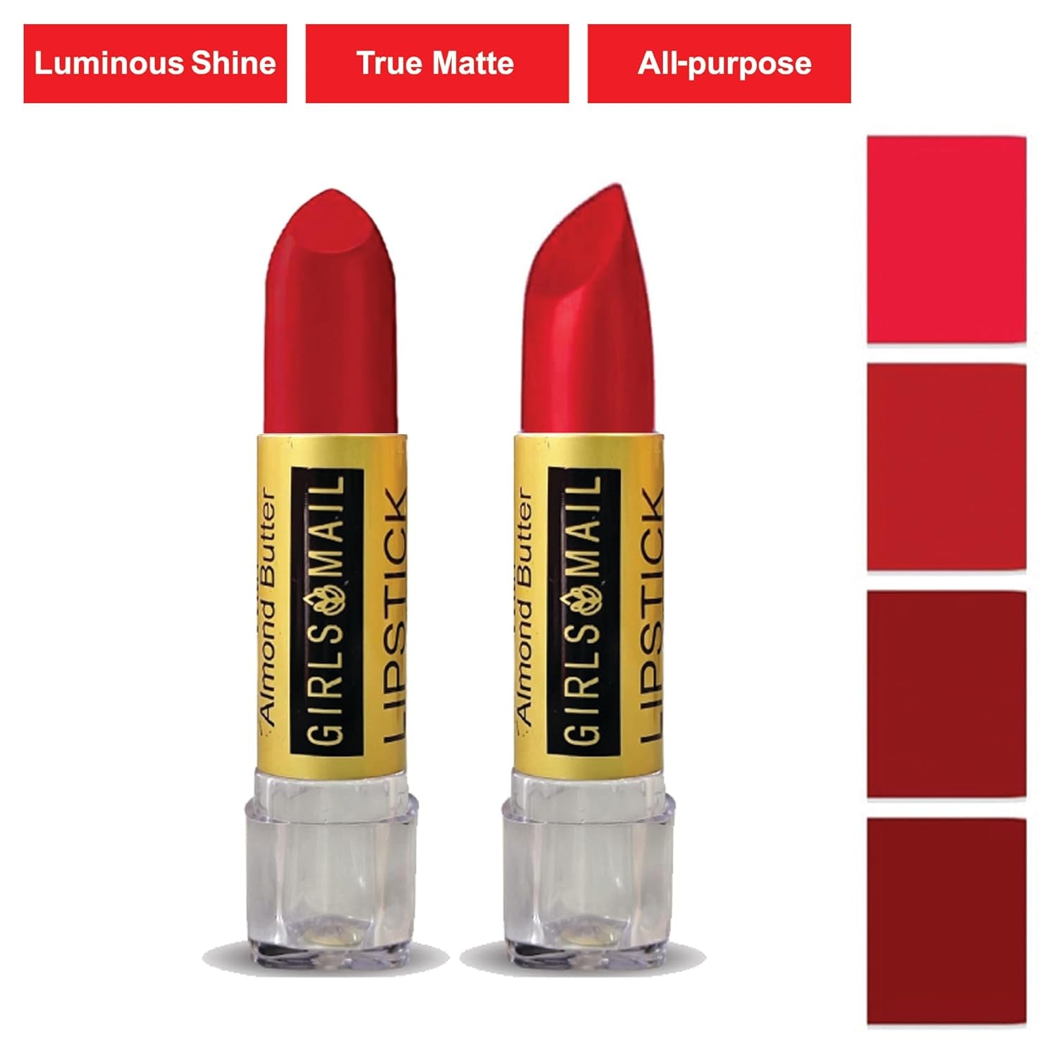 Red Lipstick Long Lasting Lip Makeup Cream Finish Hydrating Lipstick for Women, 1 Count (Pack of 2)