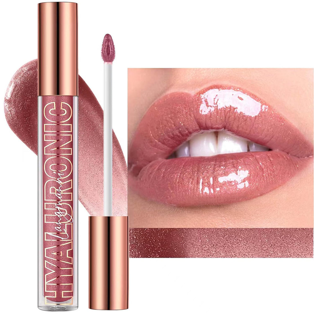 Nude Brown Lip Gloss Plumping Glitter Lip Gloss for Girls Women Lip Plumping Tinted Lipgloss High Pigment Plumper Long Lasting Moisturizing Lip Gloss Oil Shimmer Natural Lipstick Lip Liner(02