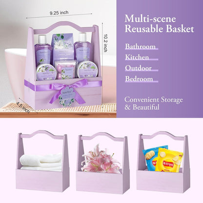 Bath and Body Gift Basket Set for Women - Jasmine Valentines Day Gifts for Women, Spa Gift Basket 13-Piece Bath Gift Set, Gift Set for Ladies Body &amp; Bath Gifts Set Lavender Gift Baskets for Mom