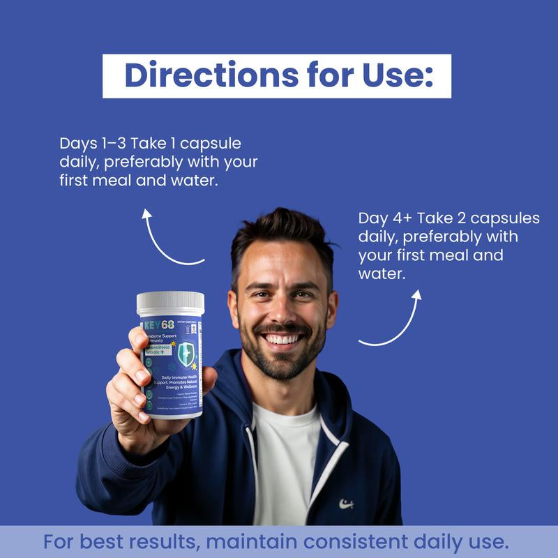 KEY 68 Probiotic Supplement for Men &amp; Women Advanced Organic Pre+Probiotics 20B CFU, Colostrum (25%Igg), Vitamin C,Zinc,L-Lysine–Gut Health &amp; Immune Support–60 Delayed Release Capsule -KEY68 Dietary Supplement