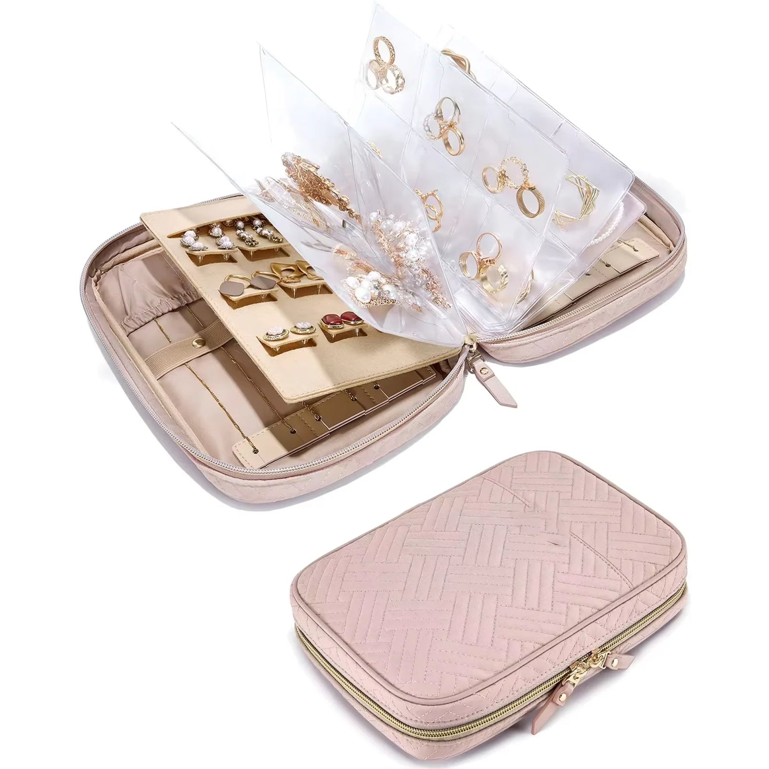 Jewelry Travel Organizer Case Transparent Jewelry Storage Book Ring Binder Jewelry Bags Clear Booklet Jewelry Rolls Zipper Bag