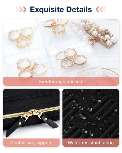 Jewelry Travel Organizer Case Transparent Jewelry Storage Book Ring Binder Jewelry Bags Clear Booklet Jewelry Rolls Zipper Bag