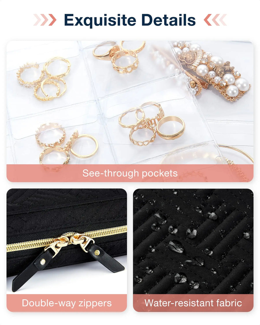Jewelry Travel Organizer Case Transparent Jewelry Storage Book Ring Binder Jewelry Bags Clear Booklet Jewelry Rolls Zipper Bag
