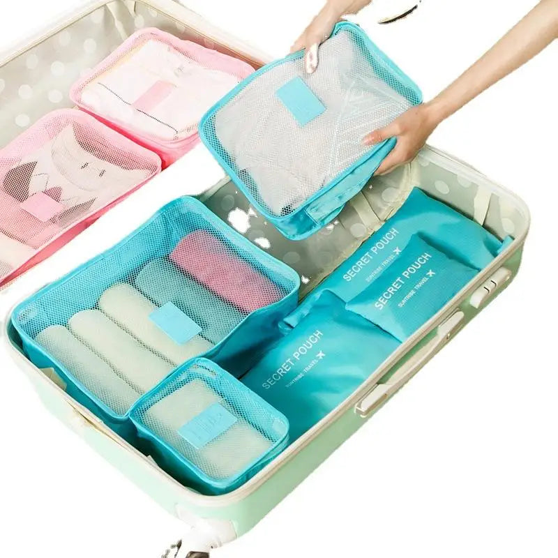 Travel Bag Organizer; 6-piece Large Suitcase Storage for Clothes, Shoes and Make-up