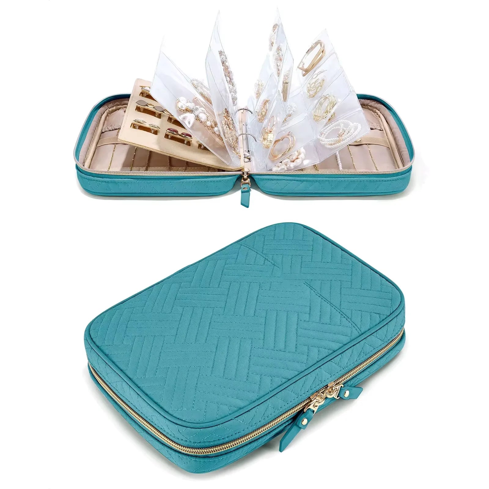 Jewelry Travel Organizer Case Transparent Jewelry Storage Book Ring Binder Jewelry Bags Clear Booklet Jewelry Rolls Zipper Bag