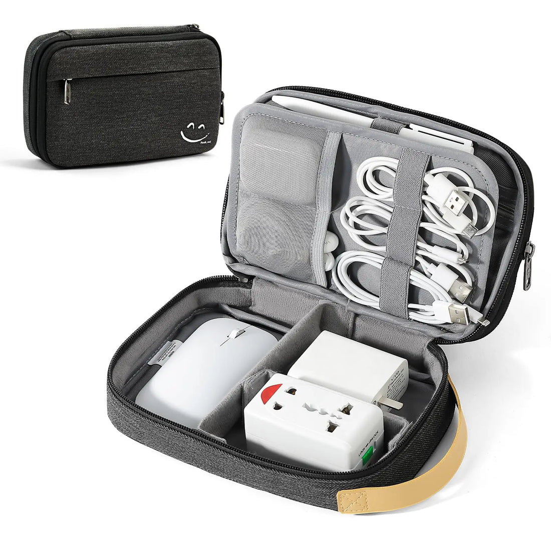 Cord Organizer Travel, Electronic Organizer Travel Case, Cable Organizer Bag For Cords,Chargers Phone, Sd Card,Usbs (Black)