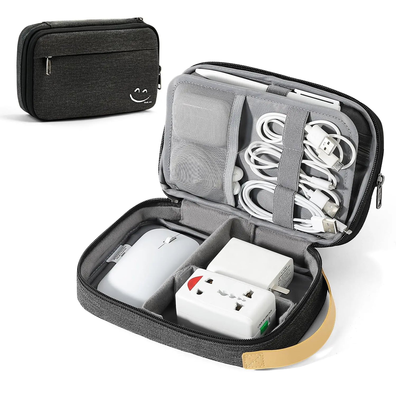 Cord Organizer Travel, Electronic Organizer Travel Case, Cable Organizer Bag For Cords,Chargers Phone, Sd Card,Usbs (Black)