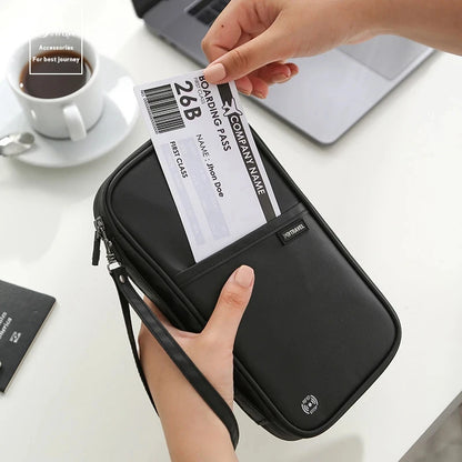 Travel Passport Wallet Organizer Bag with Card Holder Document Case for Family Crossbody Ticket Cash Storage Bag for Abroad Trip