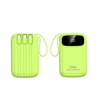 Portable Power Bank 10000–20000mAh with Built-In Cables