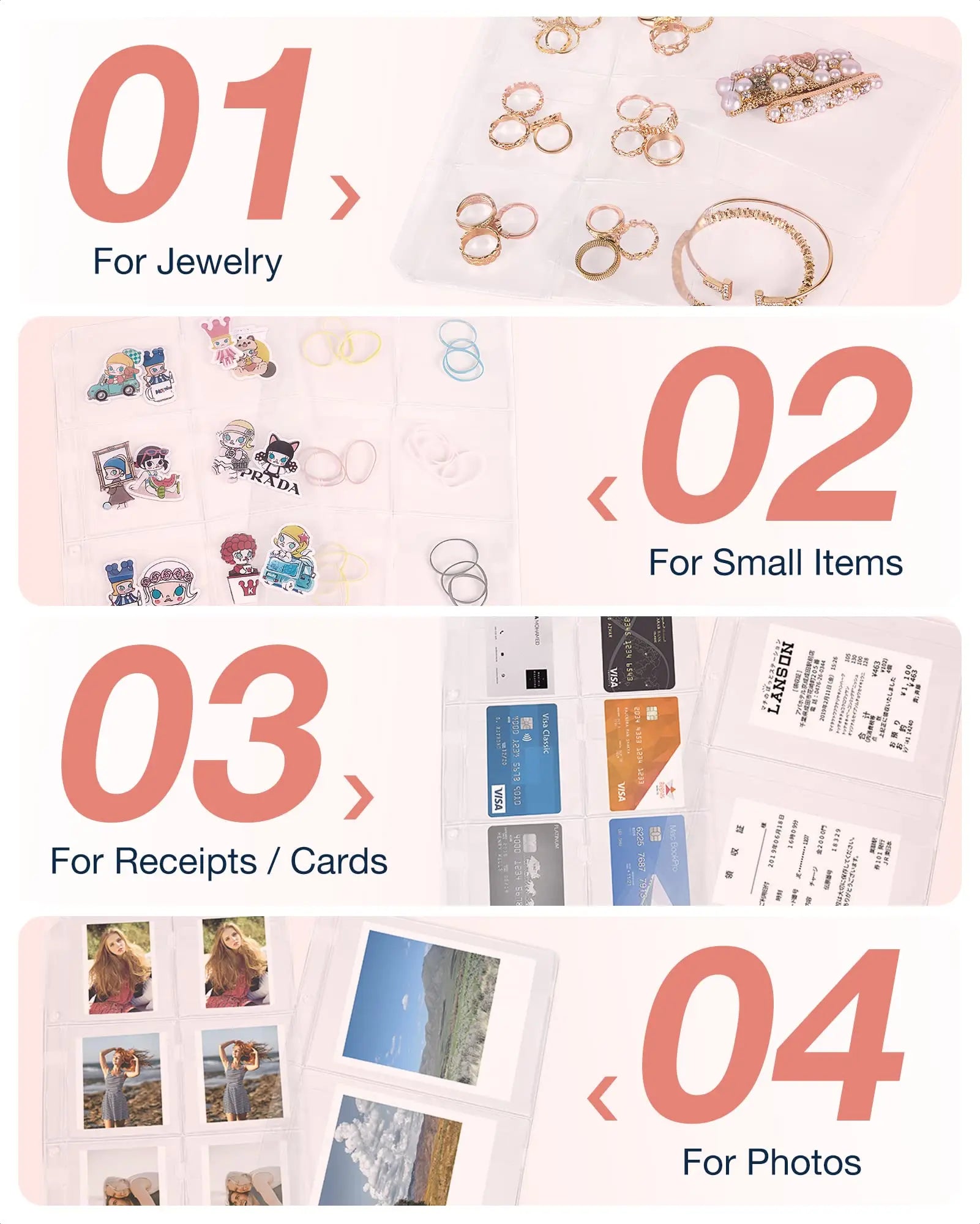 Jewelry Travel Organizer Case Transparent Jewelry Storage Book Ring Binder Jewelry Bags Clear Booklet Jewelry Rolls Zipper Bag