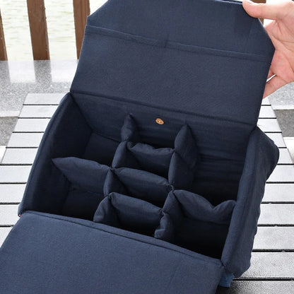 Silk Brocade Organizer, Portable Travel Storage Bag, Thickened, Inner Divided, Travel Cup Organizer, Large Capacity Cloth Bag
