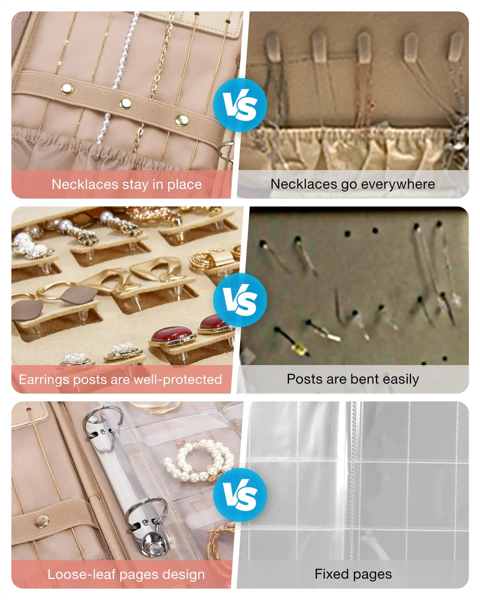Jewelry Travel Organizer Case Transparent Jewelry Storage Book Ring Binder Jewelry Bags Clear Booklet Jewelry Rolls Zipper Bag