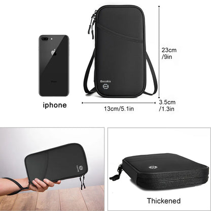 Travel Passport Bag Family Holder for 5 with RFID, Lightweight Portable Travel Organizer Passport Card Cover with Shoulder Strap