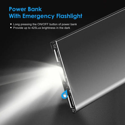 20,000mAh Travel Power Bank — Dual USB + LED Flashlight