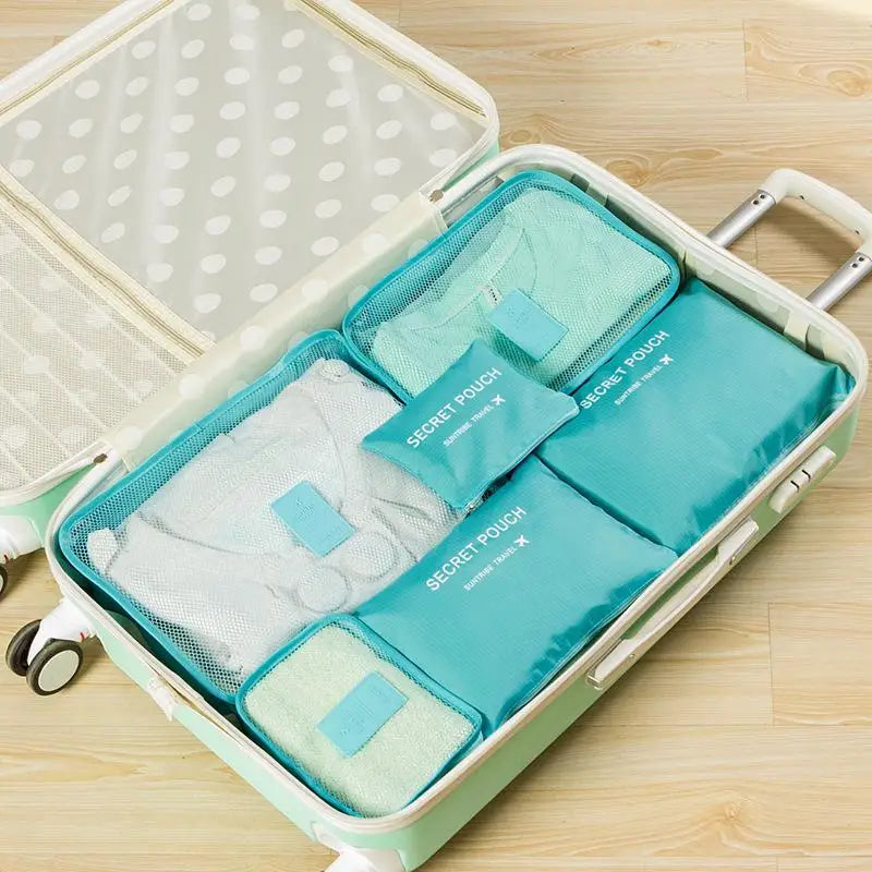 Travel Bag Organizer; 6-piece Large Suitcase Storage for Clothes, Shoes and Make-up