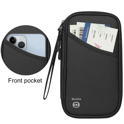 Travel Passport Bag Family Holder for 5 with RFID, Lightweight Portable Travel Organizer Passport Card Cover with Shoulder Strap
