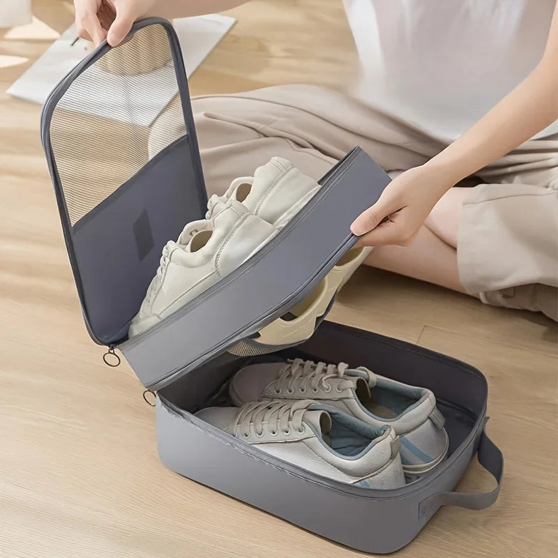Travel Shoe Organizer - Hanging Organizer, Large Capacity, Multifunctional, Machine Washable, Space Saving, Multiple Compartment
