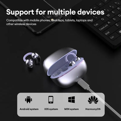 PAXA Earclip C7 Clip-On Design Wireless Earphones, Upgraded Panoramic Sound Headset, Comfortable Wearing &amp; IPX5 Waterproof Sports Earbuds for Work, Fitness