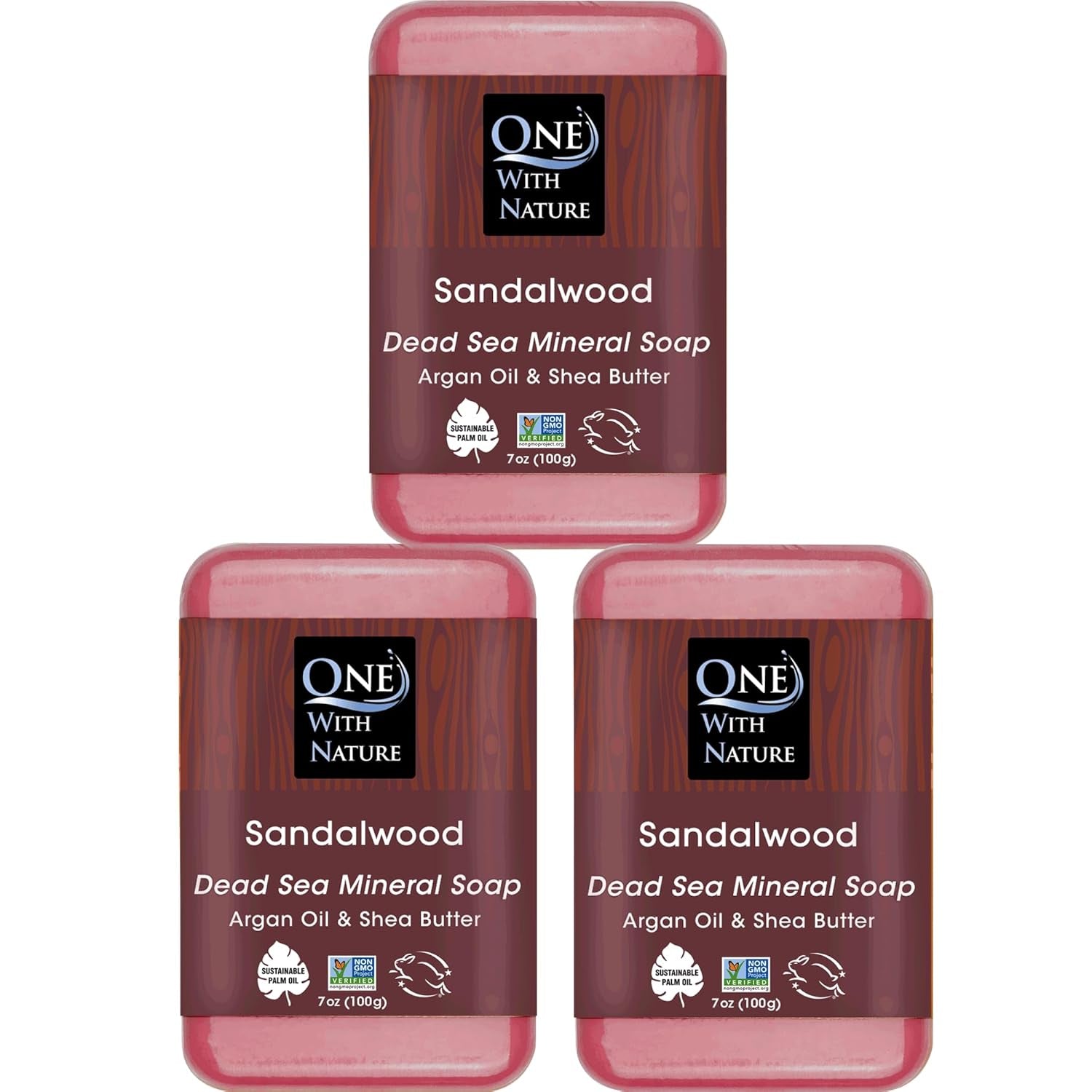 One with Nature Dead Sea Salt Lemon Sage Soap 4Oz 3-Pack – Purifying and Exfoliating Soap Bar with Dead Sea Minerals for Face &amp; Body, for Men &amp; Women