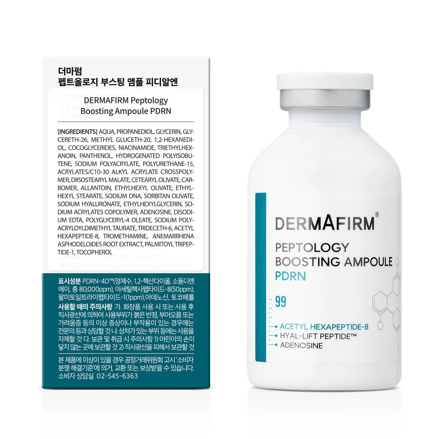 DERMAFIRM Peptology PDRN Boosting Ampoule - Glass Skin &amp; Anti-Aging Serum with 80,000Ppm PDRN &amp; Peptide Complex for Wrinkle Improvement - Korean Skincare Formula