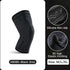 Compression Knee Support Sleeve in black grey color, featuring silicone non-slip design and 3D high elastic knitting.