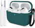 ATUAT for Airpods Pro 1St/2Nd Generation Case Cover, Protective Silicone Skin Accessories with Keychain for Women Men for Apple Airpods Pro 2019/2022 Charging Case,Front LED Visible-Midnight Green