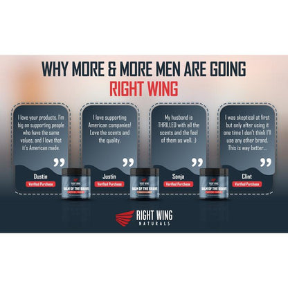 Right Wing Naturals Balm of the Brave – Grass-Fed Beef Tallow Men’S Balm (4 Oz) – Rugged Moisture for Hands, Face, Beard &amp; Scars – American-Made – Scents: White Oak &amp; Vanilla or Tobaco Woods – No Chemicals, No Compromise