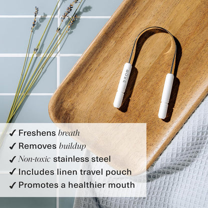 Boka Tongue Scraper for Adults &amp; Kids with Case - Stainless Steel Tongue Cleaner W/Linen Travel Pouch - Scrubber to Remove Tongue Buildup and Freshens Breath (Pack of 1)