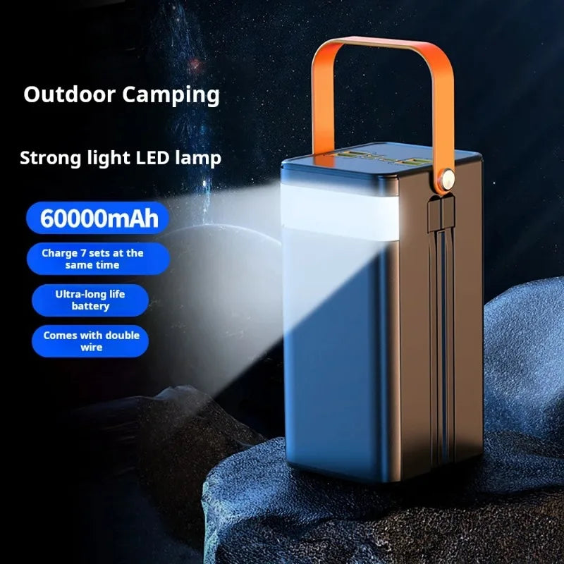 60000Mah 30000Mah Portable Power Bank LED Charger 120W Fast Charging Power Station Emergency Power Bank for Home Camping Phone