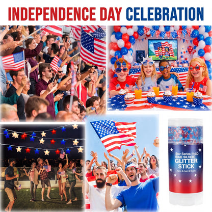 4Th of July Glitter Stick | Red, White &amp; Blue Body &amp; Hair Sparkle for Independence Day Party, Festival &amp; Fun Holiday Look
