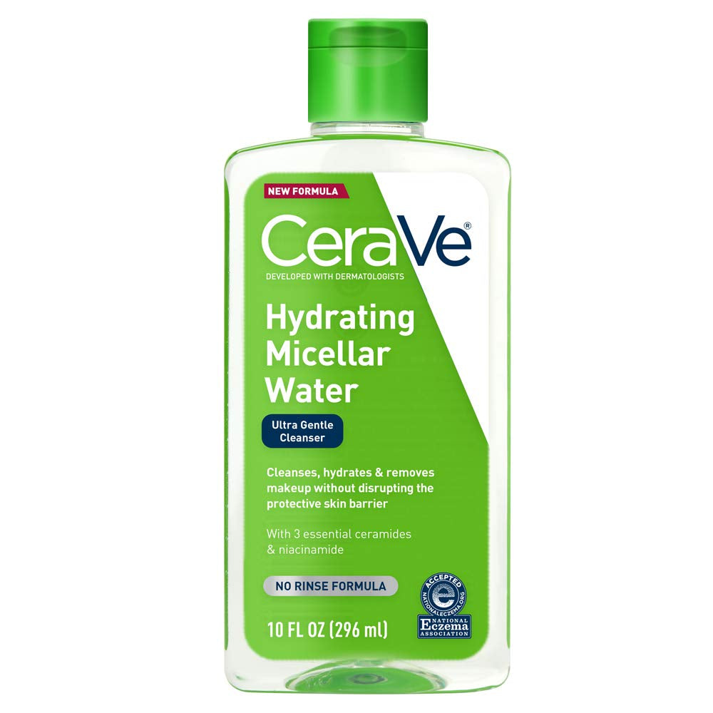 Micellar Water, Hydrating Facial Cleanser &amp; Eye Makeup Remover with Niacinamide, Ceramides &amp; Glycerin, Fragrance-Free &amp; Non-Irritating, 10 Fluid Ounces