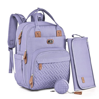Dikaslon Diaper Bag Backpack with Portable Changing Pad, Pacifier Case and Stroller Straps, Large Unisex Baby Bags for Boys Girls, Multipurpose Travel Back Pack Moms Dads, Gray