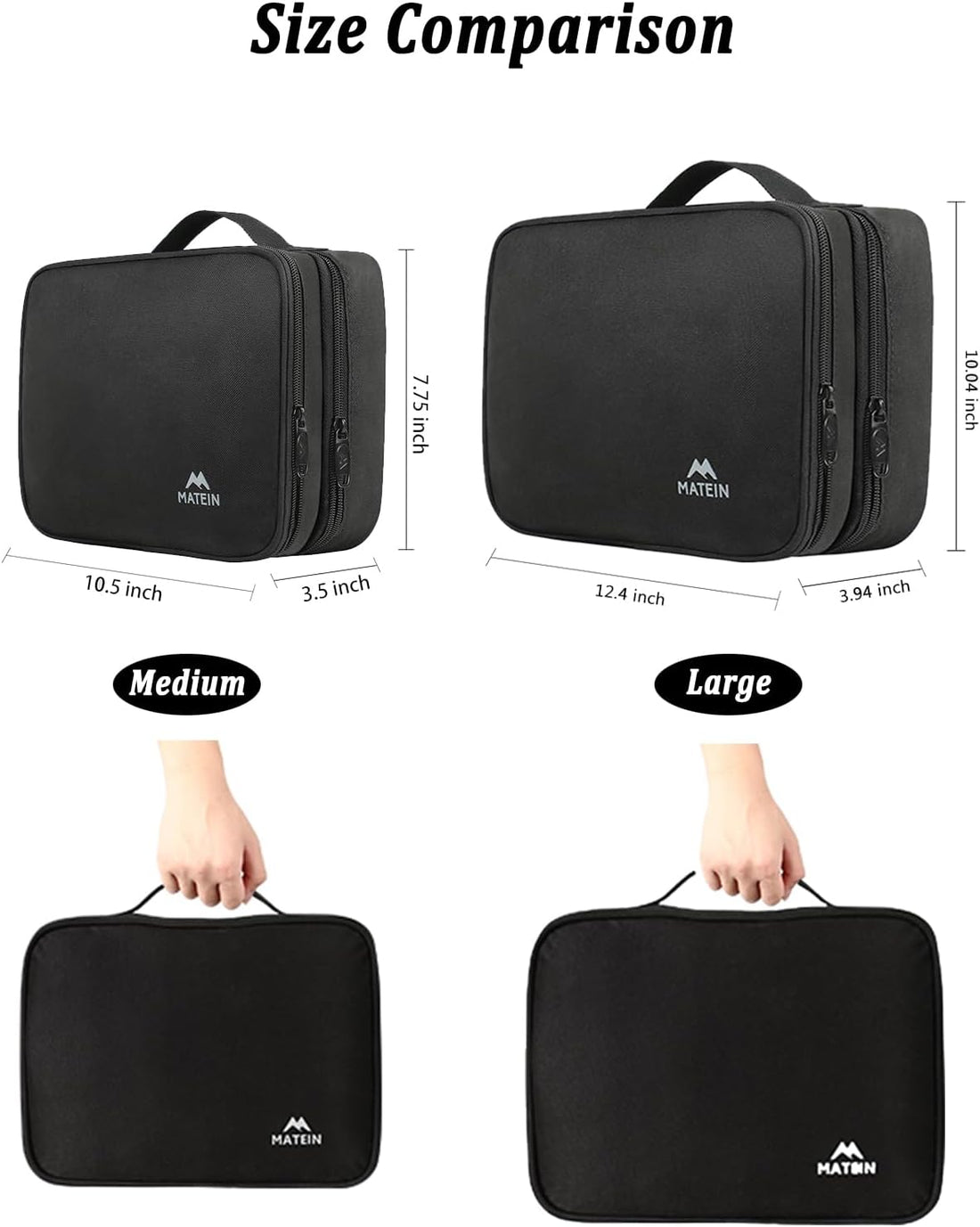 MATEIN Electronics Organizer Travel Case, Water Resistant Cable Organizer Bag for Travel Essentials, Gifts for Men, Storage Bag for Camera Accessories, Phone, Cord &amp; Tablet, Black