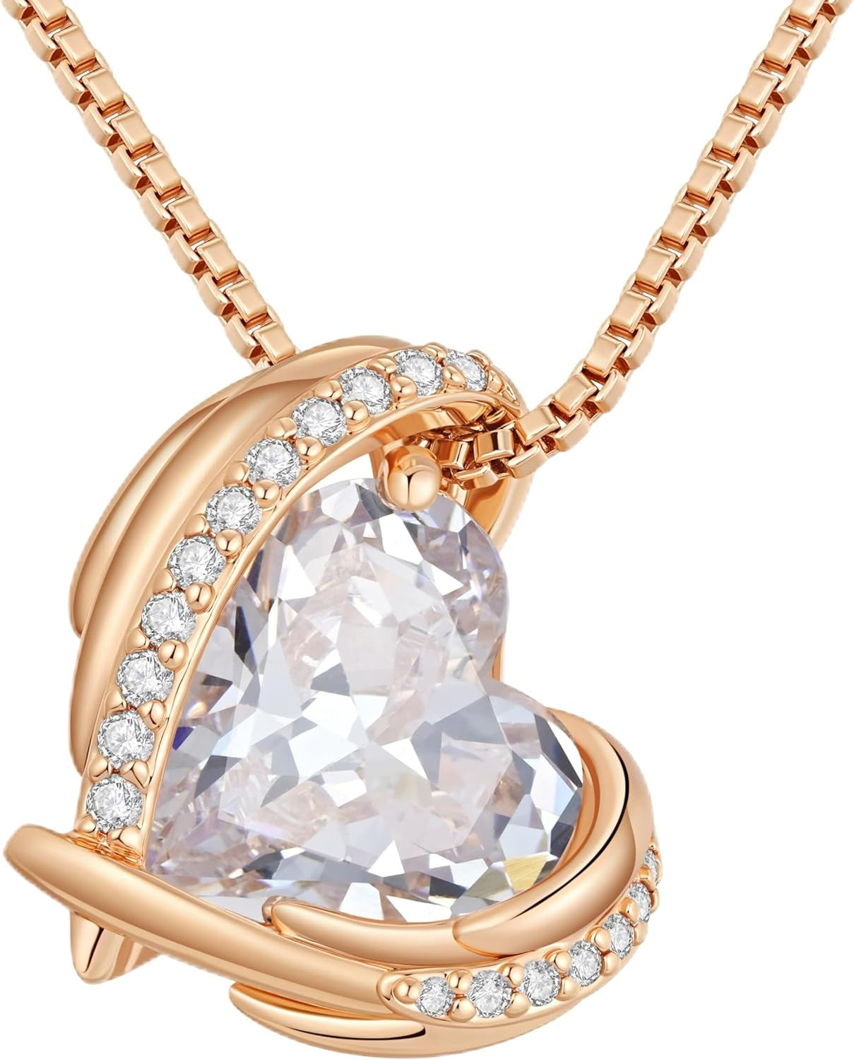 CDE Mothers Day Gifts Love Heart Pendant Necklaces for Women, Silver Tone Rose Gold Tone Birthstone Jewelry Gifts for Wife Her