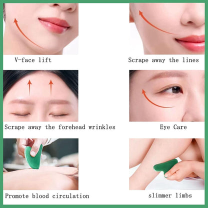 Gua Sha Jade Stone Gua Sha Massage Tool, Guasha Tool for Face and Body Skin Massage. Tools for SPA Acupuncture, Pink Stone for Body Face Neck and Eye, Skin Care Gift for Woman (Pink)