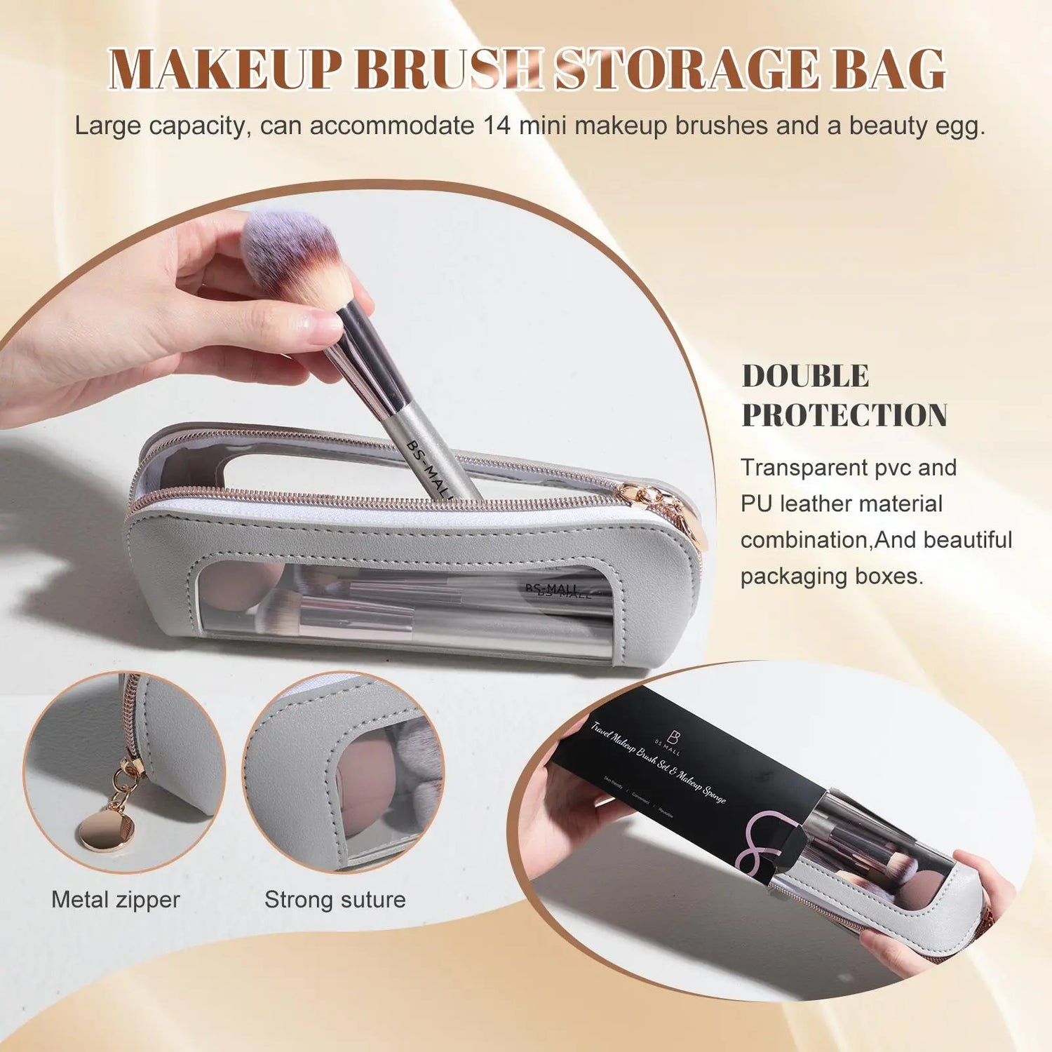 Professional Makeup Brush Set, Compact Makeup Brushes with Makeup Sponge &amp; Puff Kit, Complete Cosmetic Tools for Women, Makeup Accessories, Makeup Organizer Pouch