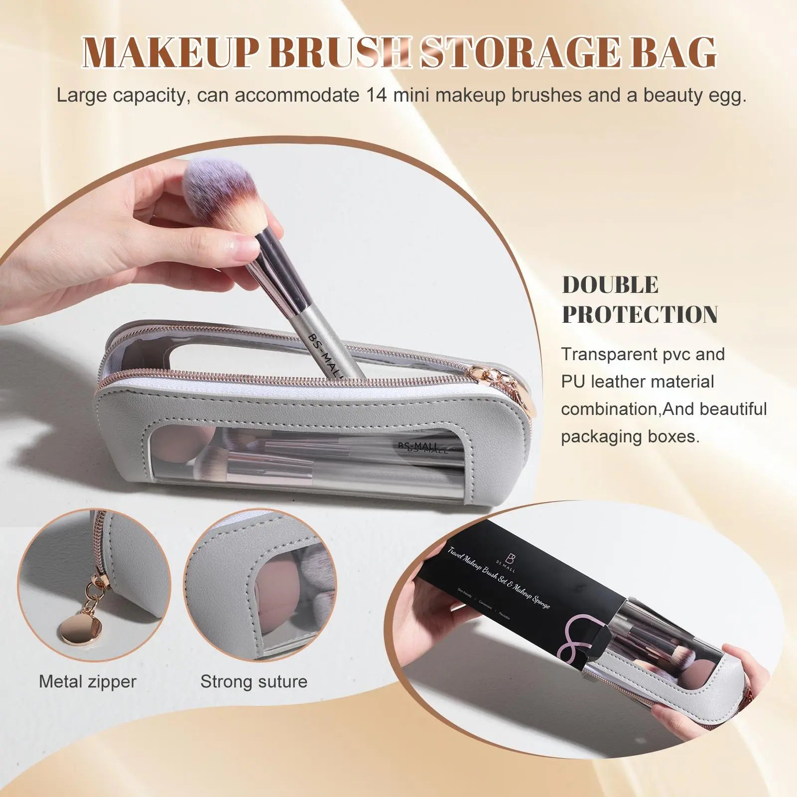 Professional Makeup Brush Set, Compact Makeup Brushes with Makeup Sponge &amp; Puff Kit, Complete Cosmetic Tools for Women, Makeup Accessories, Makeup Organizer Pouch