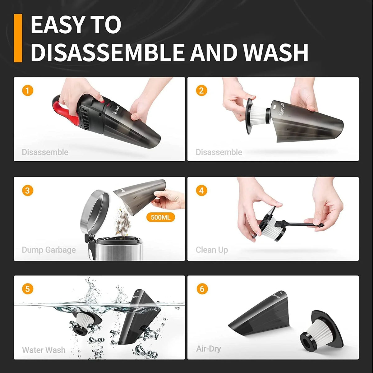 Car Vacuum, Portable Cyclone Handheld Vacuum, Dustbuster Quick Cleaner for Home, Car