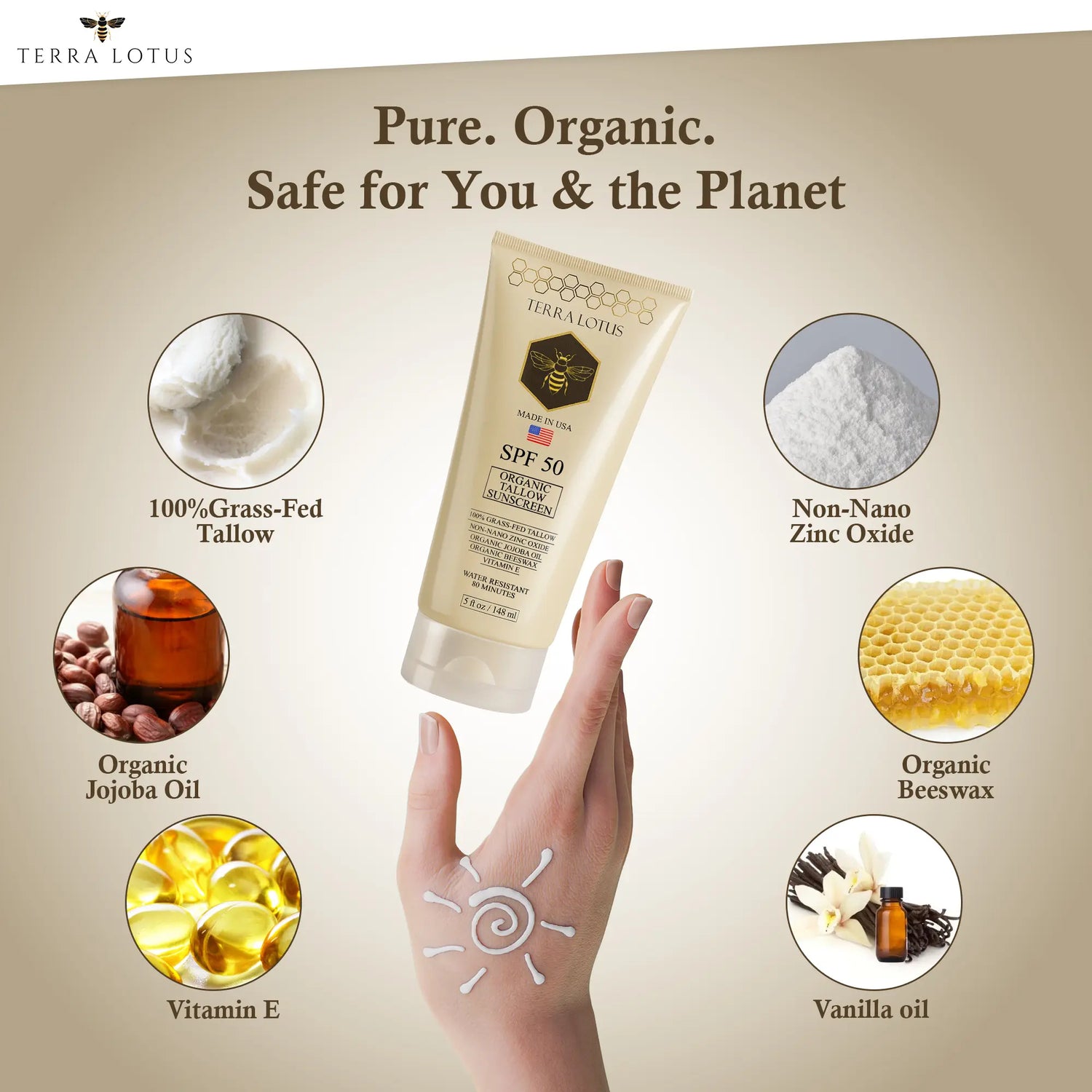 URBNOVA SPF 50 sunscreen rubbed into skin — even finish, minimal white cast